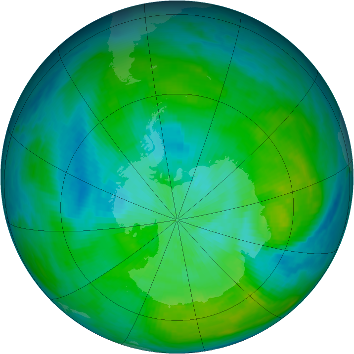 Antarctic ozone map for 28 February 1980